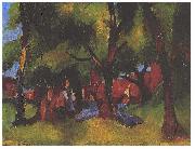 August Macke Children und sunny trees painting